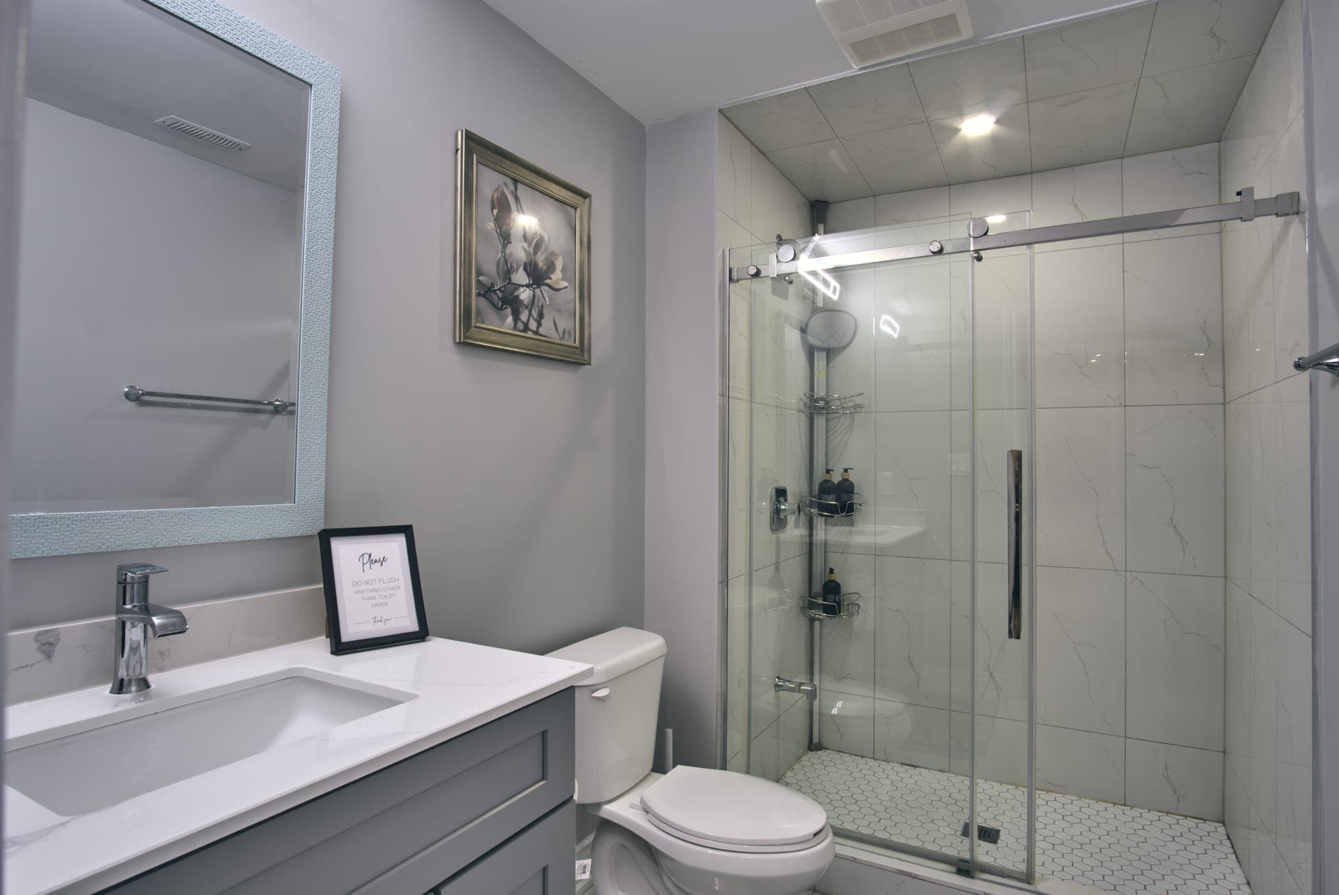 Modern Family Home — Bathroom with glass shower